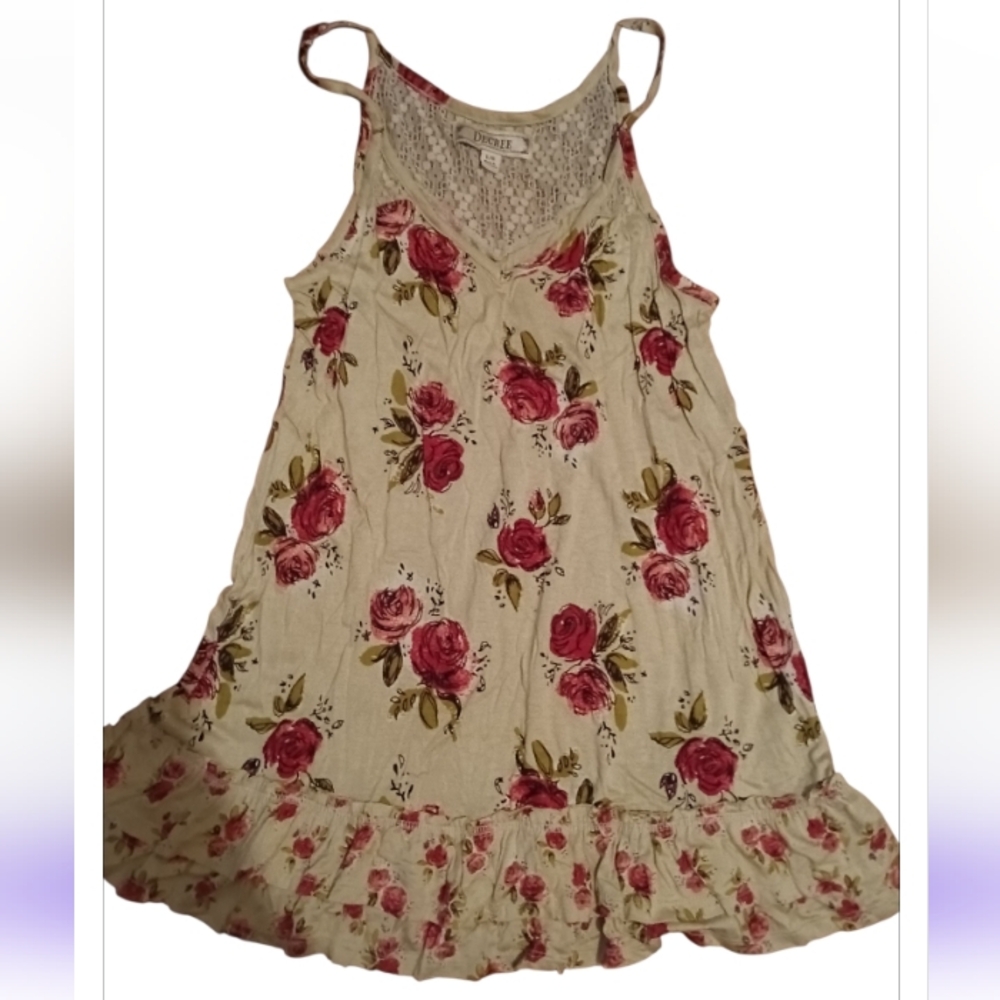 Decree Floral Tank Top - Cream and Pink NWOT